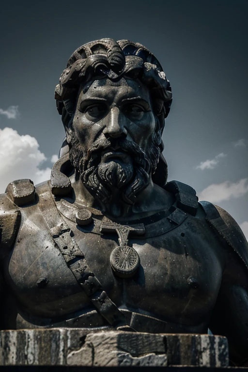 "A dark landscape image of an ancient greek society deeply connected to stoicism, black and white, ancient greek architecture, include one single big statue of a stereotypical strong greek man, marcus aurelius --ar 16:9 --style G4JuqKlERum6vZGYhO9USsL"