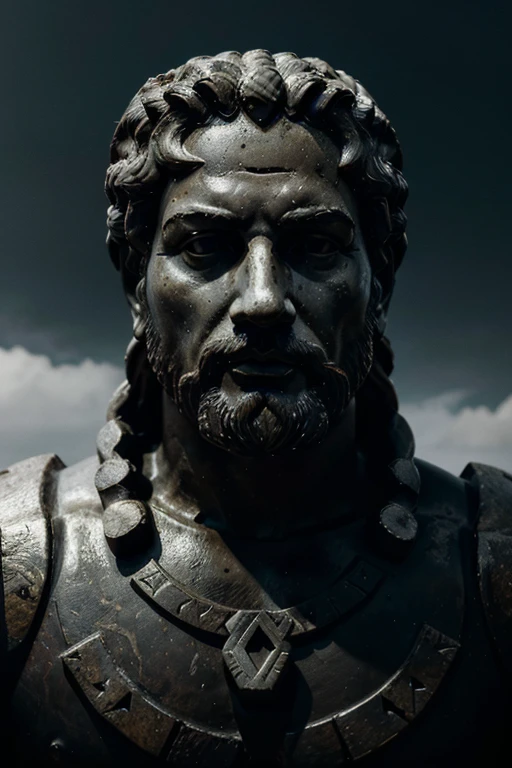 "A dark landscape image of an ancient greek society deeply connected to stoicism, black and white, ancient greek architecture, include one single big statue of a stereotypical strong greek man, marcus aurelius --ar 16:9 --style G4JuqKlERum6vZGYhO9USsL"