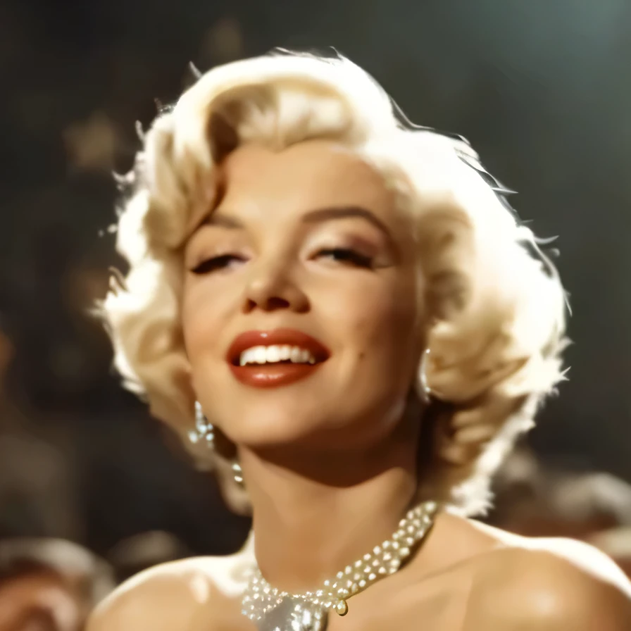 marilyn monroe in a 1960s movie in a restaurant looking sad and despondent surrounded by men, cinematic, photo real, 2:40 aspect ratio, backlit, panavision, depth of field