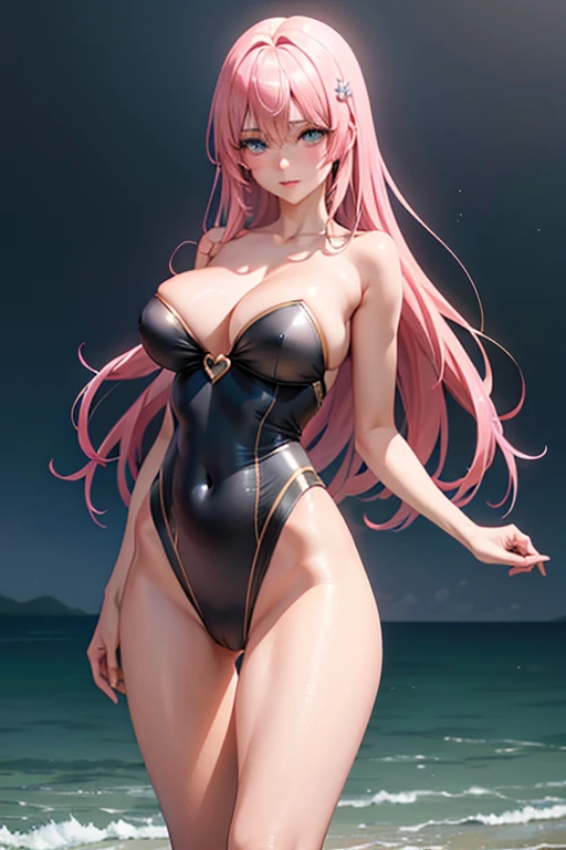 masterpiece, highest quality, Super detailed, sharp, Beautiful woman with perfect figure:1.4, , Realistic texture,highest quality, hd, 4k, Ultra-high resolution, Extreme Detail, Very detailed,Perfect five-fingered hand,Perfect Arms,Perfect legs,Perfect Face,Beach,,Shooting from behind,looking at the camera,,,,, ,Beautiful Eyes, Beautiful Hair, Beautiful side, Beautiful Skin,, pupils shine, Big Breasts,,slender, , stand, ,,Feels good,, blush, Climax, Trembling,),,heart,girl:peach