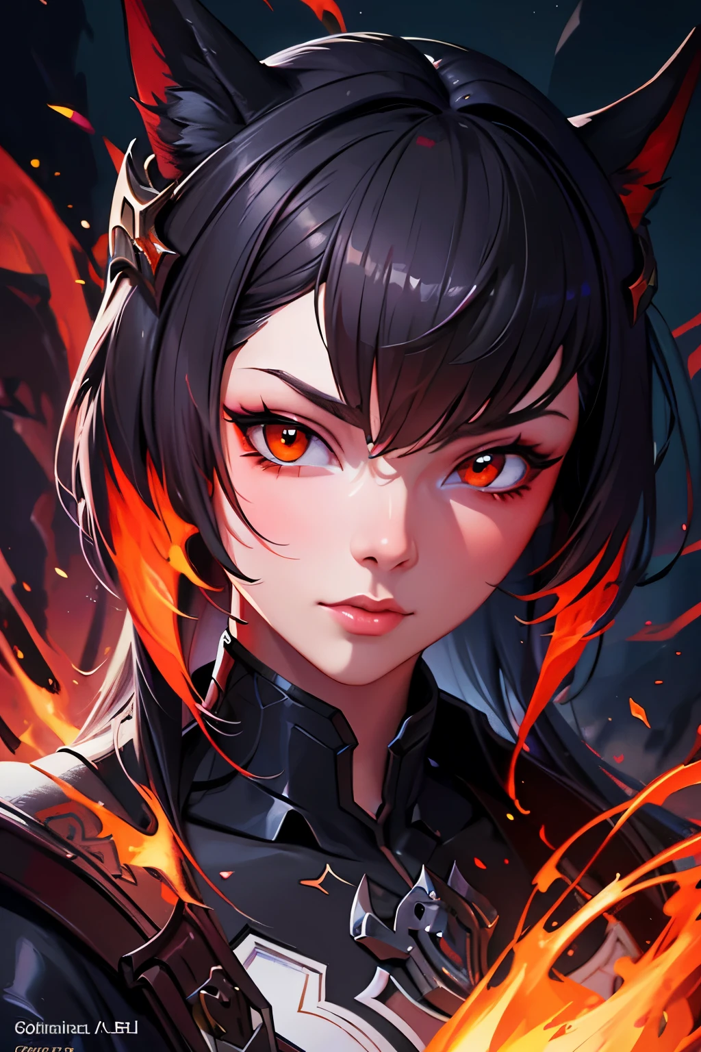 character, high resolution, digital art by loish + rossdraws + artgem + sandara, brush strokes, painterly, impressionist style, dorse, face, artistic, magma, lava, dark