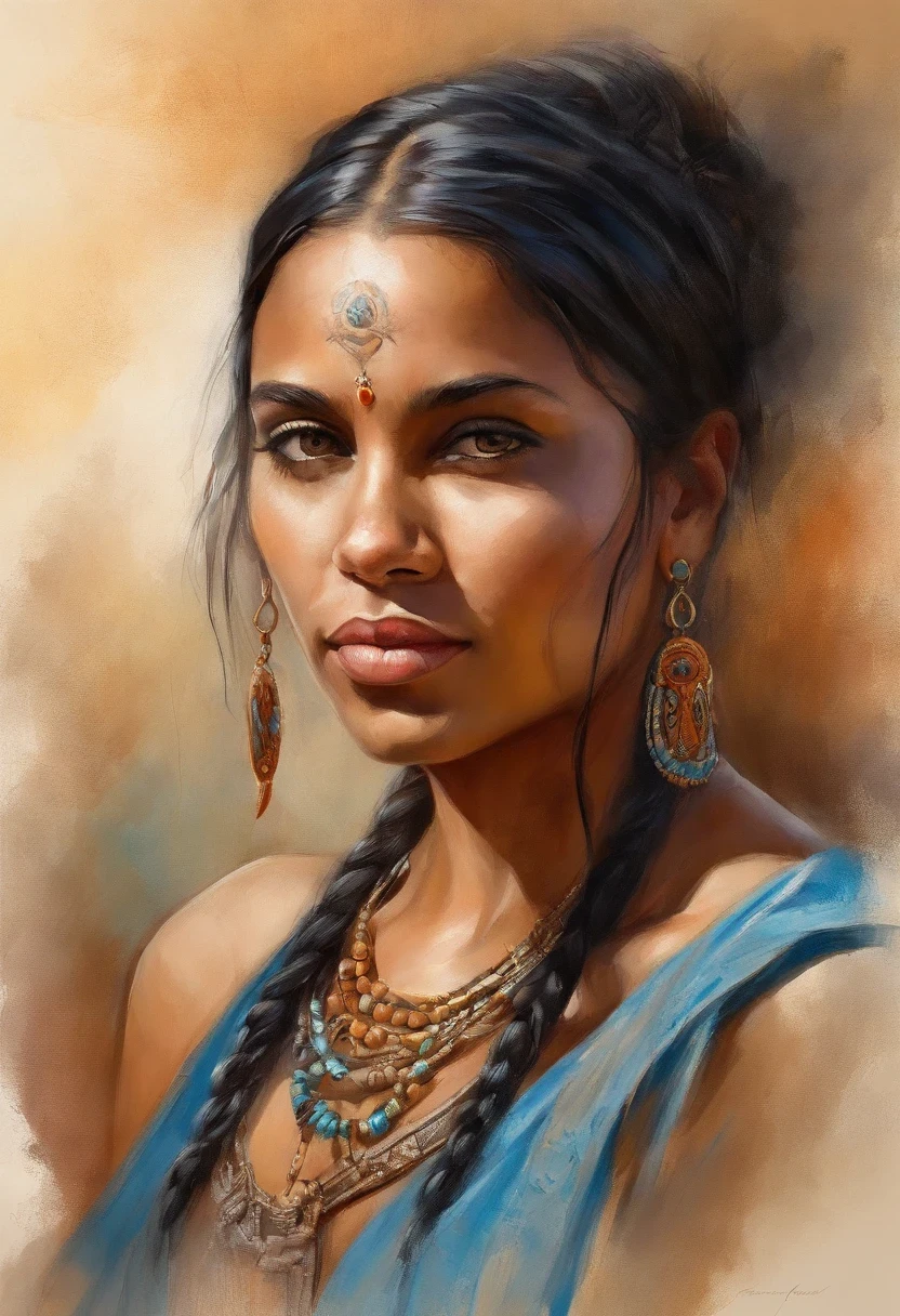 ultra detailed artistic photography, Beautiful native Brazilian Apache female,arara azul em seu ombro, linda ave,tee xixi, fora, fogueira, tristeza, sexy, sonhador,passaro azul, brilhante, retroiluminado, Sombras, oil on the canvas, liso, Ultra High Definition, 8k, Ultra sharp focus,  Obras de arte intrincadas, Roupas fluidas, altamente detalhado, Vibrando, production cinematic character render, ultra high quality model, Jedi, sabre de luz laranja