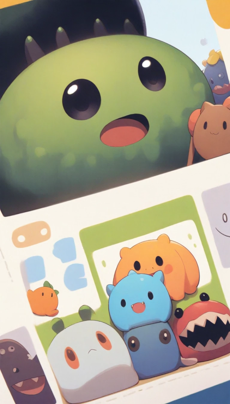 Cute and funny monsters pictured in picture books for children笑っている