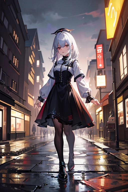 (Verbesserte Details, high quality), pelziger Wolf, Average breasts, Walking through the city,  (Nachtzeit, lebendige Lichter, urban environment), (Dynamisches Trimmen, Wilder Ausdruck auf seinem Gesicht, Zerzaustes Haar), (Leuchtend rote Augen, Detaillierte Berichterstattung), (bunte Flecken, wet roads), (Konzentriere dich auf den Kopf des Wolfes), (heller Fokus auf den Augen).