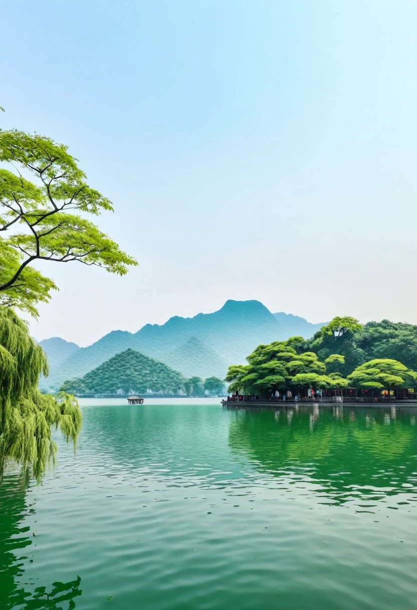 (8k, RAW photo:1.2), (super realistic, photo-realistic:1.3),Hangzhou West Lake, lake,scenery, (masterpiece, best quality, Professional, perfect composition, very aesthetic, absurdres, ultra-detailed, intricate details:1.3)