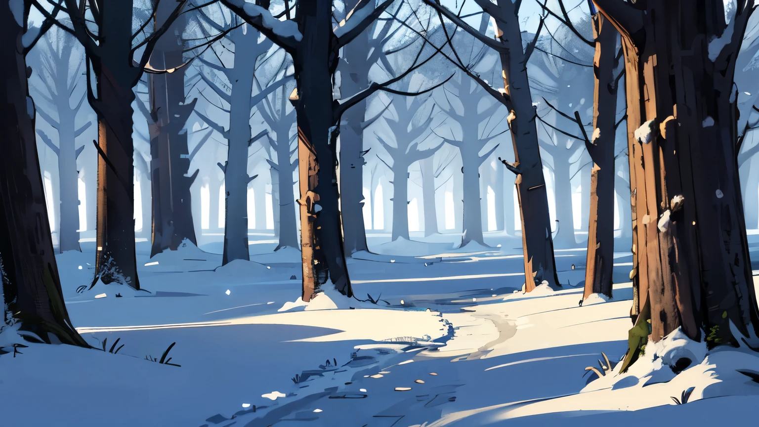 winter forest, night