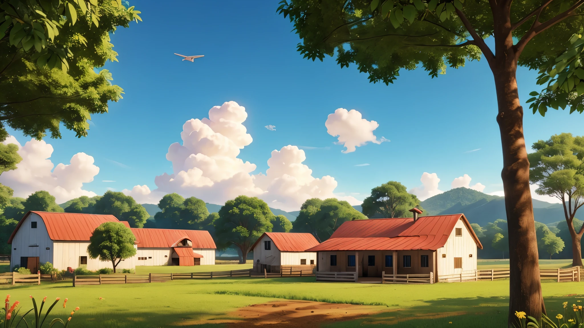 image of a farm, um dia ensolarado