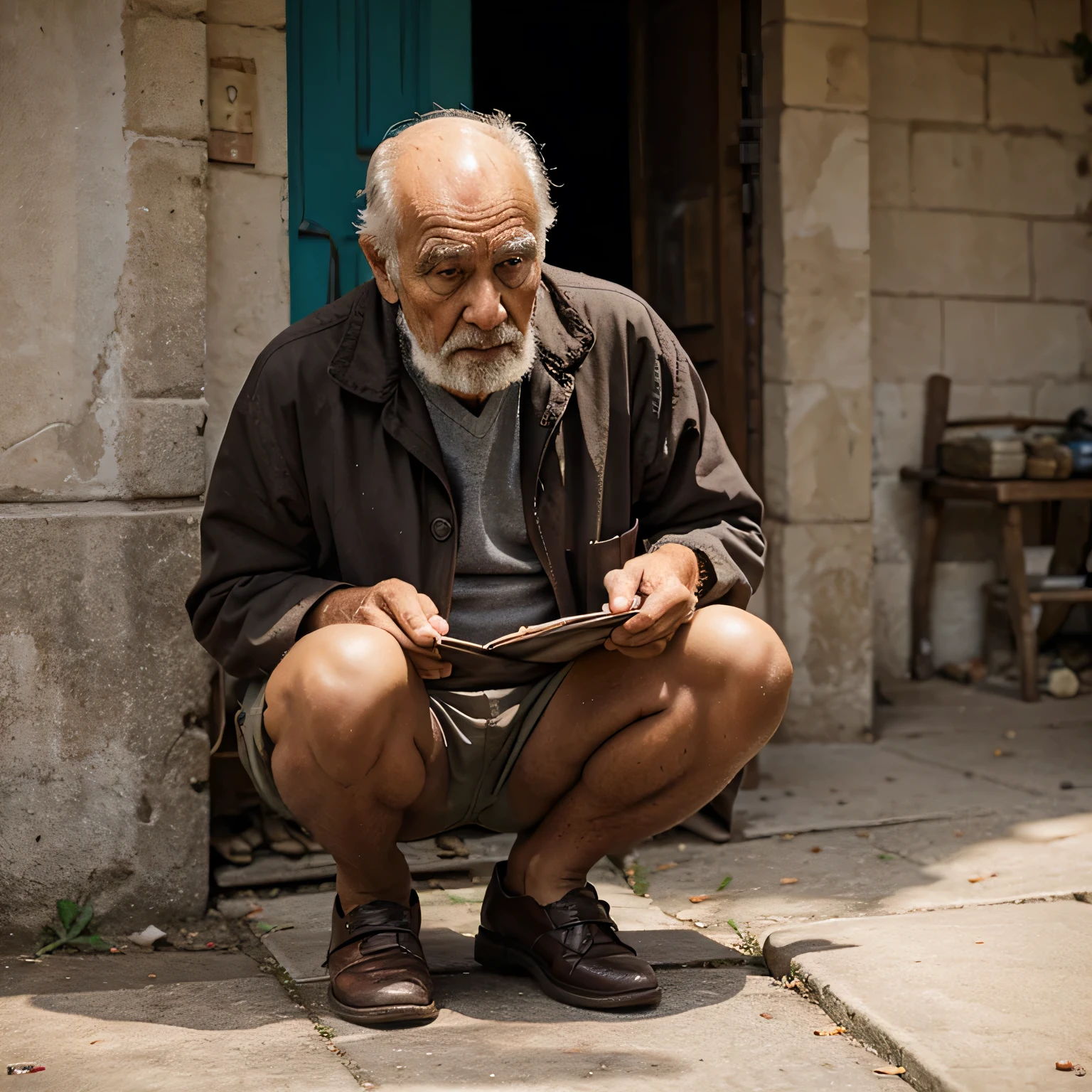 Poor old man begging 