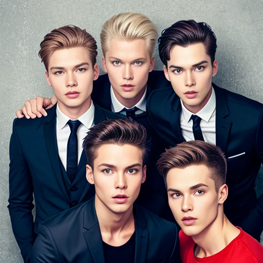 group of finnish model man. focus on the character's face
