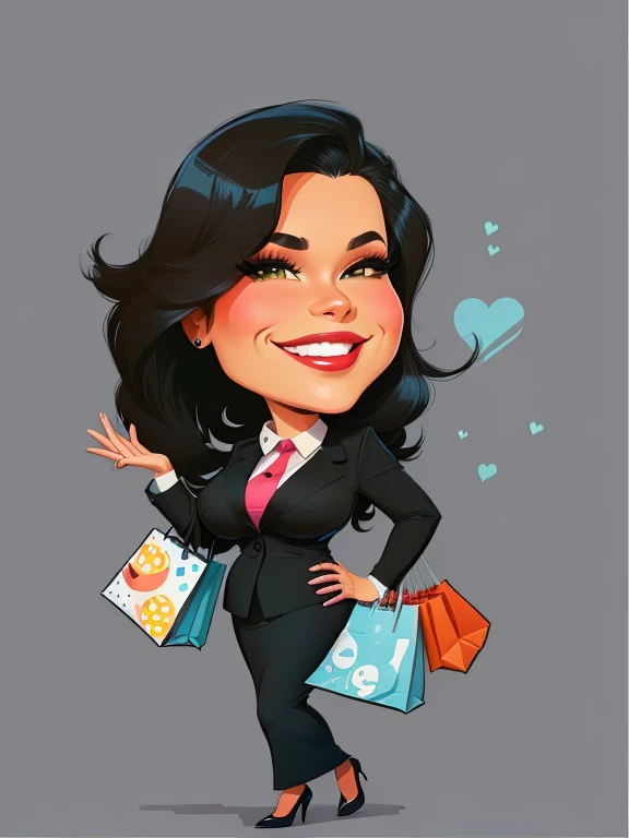 4k, Comic Babes, Cartoon Business Woman with Shopping Bags and a Smile, Caricature Illustration, Cartoon Style, Cartoon Style, Professional Illustration, Caricature, Flat, Cartoon Style Illustration, by Melissa A. Benson , joy, Alex Yanes, client, Ana, cartoon portrait, cartoon digital art, chic, cute woman, cartoon illustration, Sara, colorful digital illustration, Deborah