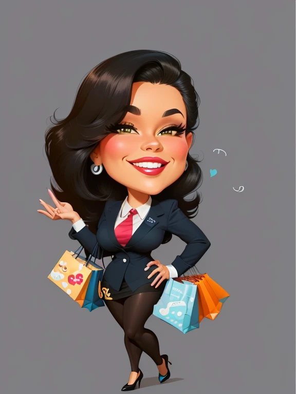 4k, Comic Babes, Cartoon Business Woman with Shopping Bags and a Smile, Caricature Illustration, Cartoon Style, Cartoon Style, Professional Illustration, Caricature, Flat, Cartoon Style Illustration, by Melissa A. Benson , joy, Alex Yanes, client, Ana, cartoon portrait, cartoon digital art, chic, cute woman, cartoon illustration, Sara, colorful digital illustration, Deborah