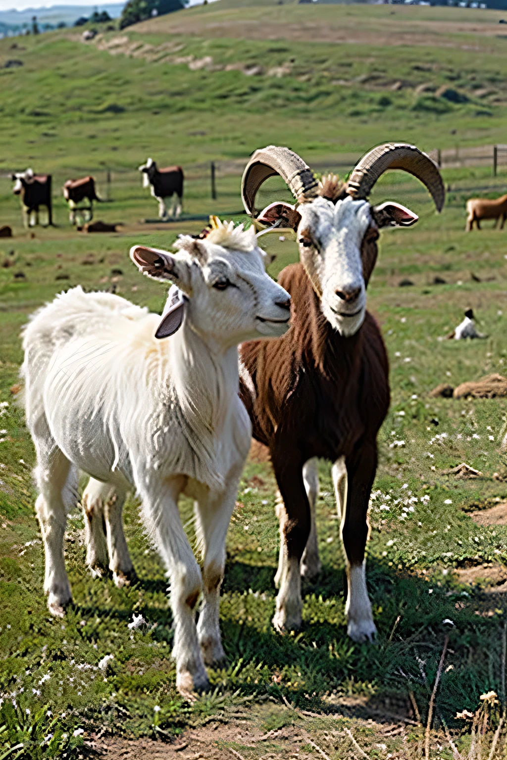 goats in field grazing