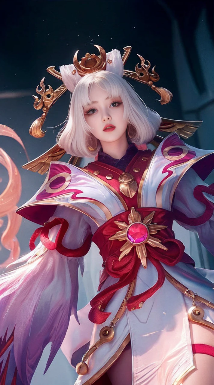 Best Quality, 1girl, kda, solo,  long  hair,  short hair hair,  dress,