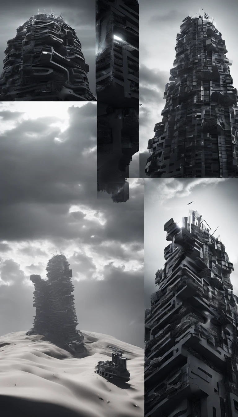 Dead city half swallowed up by desert. Without any manifestations of life. Plant-free, Without animals.