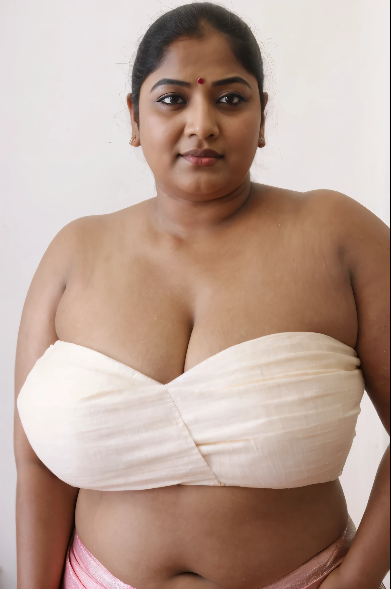 arafed woman in a pink sari, looks like Sandeepa Dhar, thick figure, chubby mallu aunty, heavy physique, voluptuous, curvy, traditional beauty, hindu aesthetic, assamese aesthetic, traditional makeup, indian goddess, indian girl with brown skin, wearing bihu dress mekhela sador, indian style, indian, gorgeous woman, south east asian with round face, a stunning portrait of a goddess, beautiful himalayan woman, beautymarks,
