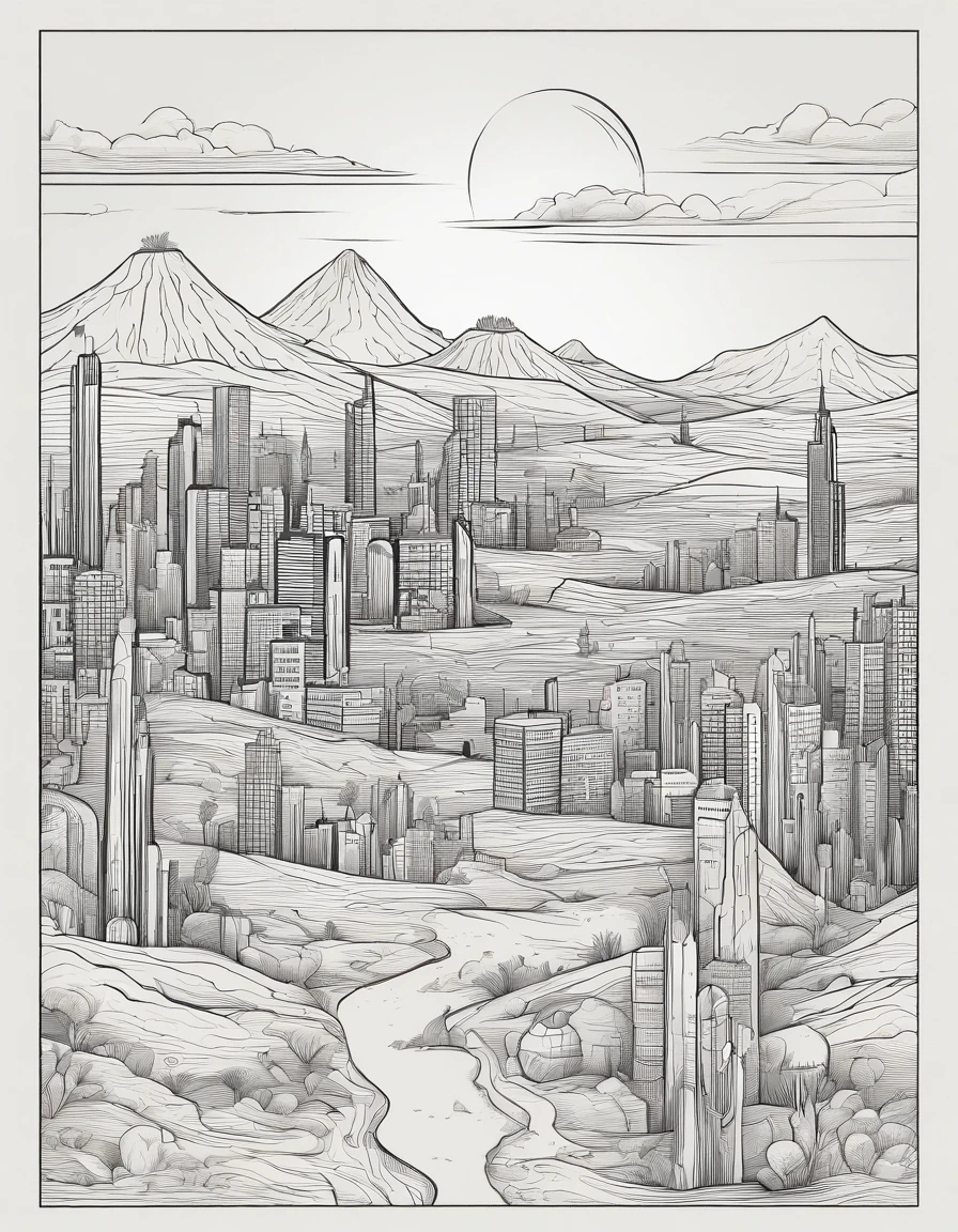 Dead city half swallowed up by desert. Without any manifestations of life. Plant-free, Without animals.