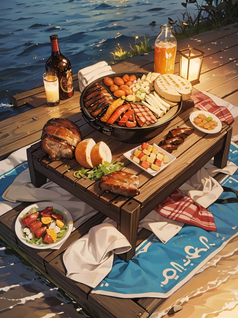 Barbecue picnic on the river