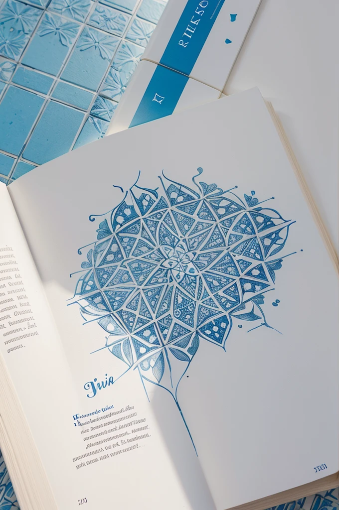 Clube do livro 
O logotipo apresenta um design de azulejos em tons de azul, branco e bege, forming a delicate pattern inspired by Portuguese tiles. No centro do design, there's an open book, simbolizando o amor pela leitura e pelo conhecimento. The pages of the book are slightly curved to give a feeling of movement and dynamism. Abaixo do livro, there is a delicately drawn pen, representing the creative expression and writing that accompanies reading. The sky blue background conveys a feeling of calm and serenity, while white and beige add a touch of sophistication and elegance to the design.