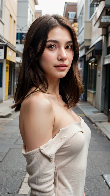 (((Absolutely shoulder-length brown hair straight short bob)))、(((She poses like a hair salon model with in nature.)))、(((casual black winter street fashion)))、close up of face、Half Japanese and Korean、18 year old girl、standing alone、facing forward、light eye makeup、brown hair color、flat and 、hair blowing in the wind、actress quality、Shiny, ultra-realistic face、smiling expression、Moist eyes、looking up、subdued lighting effects、 ultra-realistic capture、very detailed、High resolution 16K close-up of human skin。Skin texture must be natural、Must be so detailed that pores can be identified、skin is healthy、Must have an even tone、use natural light and colors、High quality photos taken by a model agency's exclusive photographer、smile