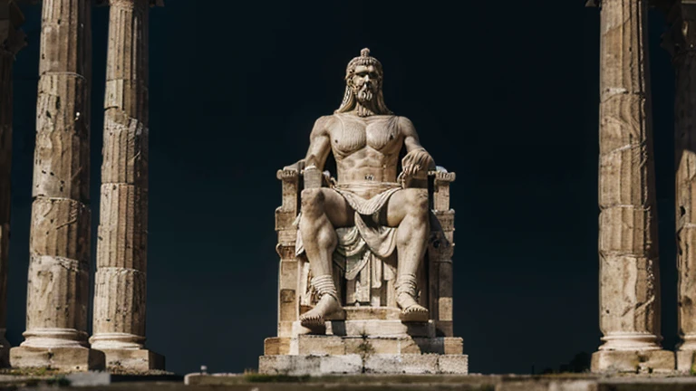 "A dark landscape image of an ancient greek society deeply connected to stoicism, black and white, ancient greek architecture, include one single big statue of a stereotypical strong greek man, marcus aurelius --ar 16:9 --style G4JuqKlERum6vZGYhO9USsL"
