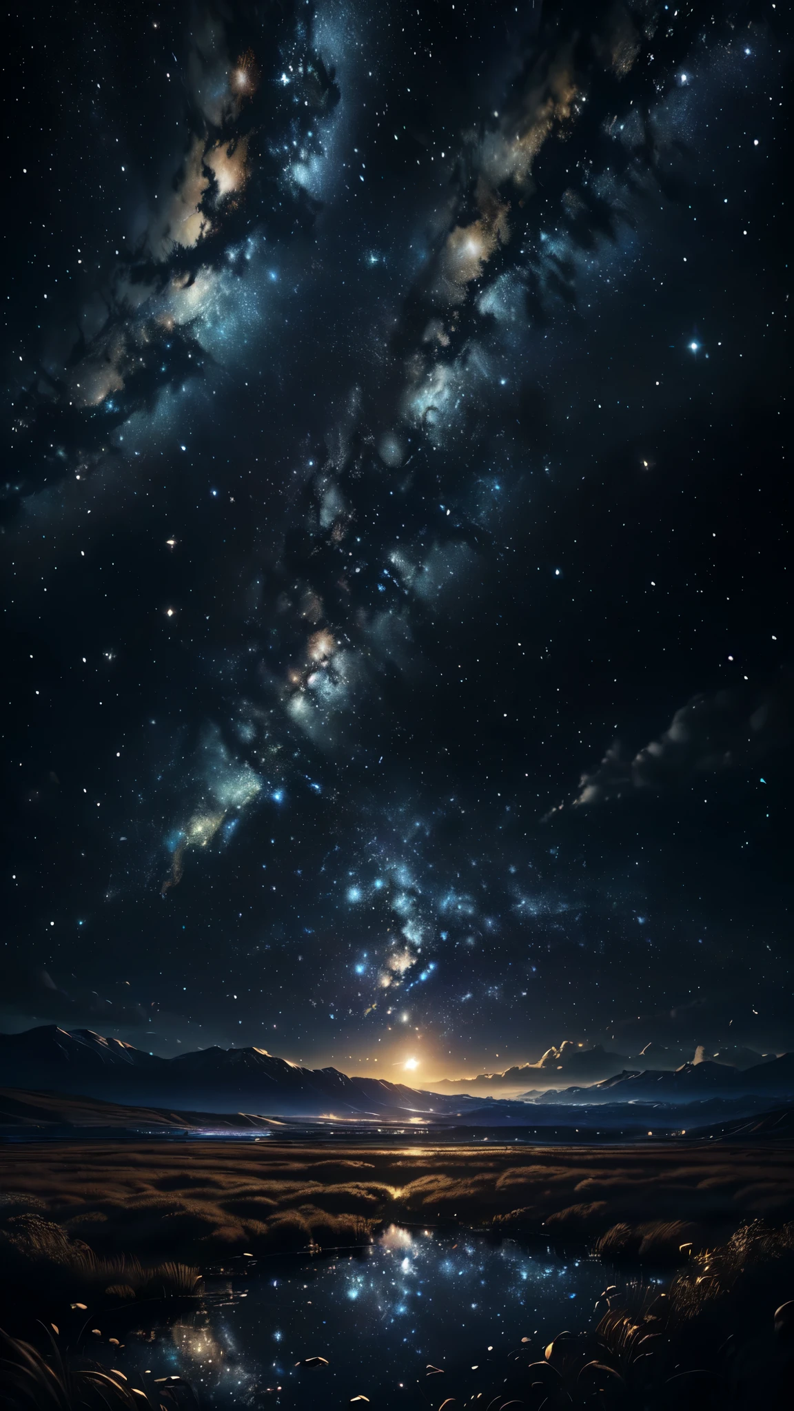 (best quality,4k,8k,highres,masterpiece:1.2),ultra-detailed,(realistic,photorealistic,photo-realistic:1.37),starry night sky,galaxy,shimmering stars,sparkling constellations,beautiful night scenery,intricate patterns,dimly lit, full body