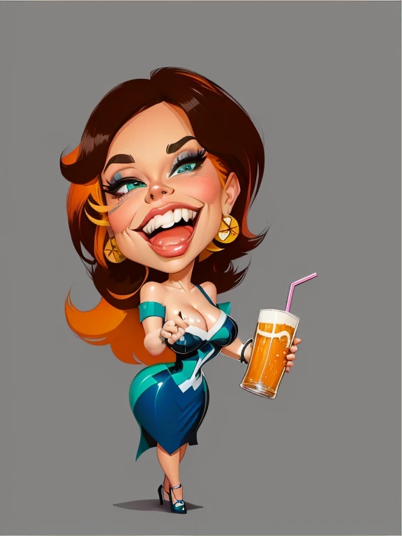 4k, comic Babes,cartoon woman with a glass of beer and a straw in her hand, caricature illustration, caricature style, shaded cel!!!, cartoon style, caricature, shaded cel:15, caricature!!!, portrait of cartoon, cartoon art style, Latin, caricature, cartoon digital art, colorful digital illustration, show rendering, cartoon style illustration, chibi