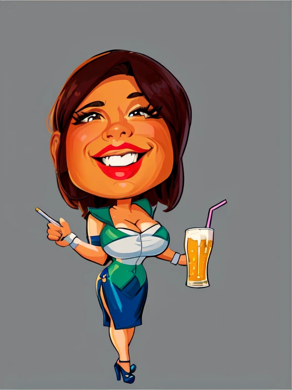 4k, comic Babes,cartoon woman with a glass of beer and a straw in her hand, caricature illustration, caricature style, shaded cel!!!, cartoon style, caricature, shaded cel:15, caricature!!!, portrait of cartoon, cartoon art style, Latin, caricature, cartoon digital art, colorful digital illustration, show rendering, cartoon style illustration, chibi