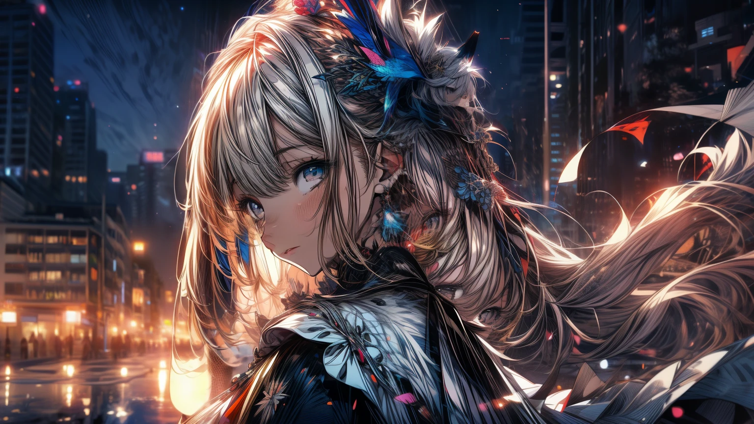 Chica anime con largo cabello blanco y ojos azules parada frente a un edificio., chica con pelo blanco, estilo anime 4K, chica perfecta de pelo blanco, Fondo de pantalla de arte anime 4K, Fondo de pantalla de arte anime 4k, fondo de pantalla de arte anime 8 k, hermoso retrato animado, hermosa chica anime, Fondo de pantalla animado 4K, arte de anime digital detallado, retrato chica anime, hermosa mujer anime