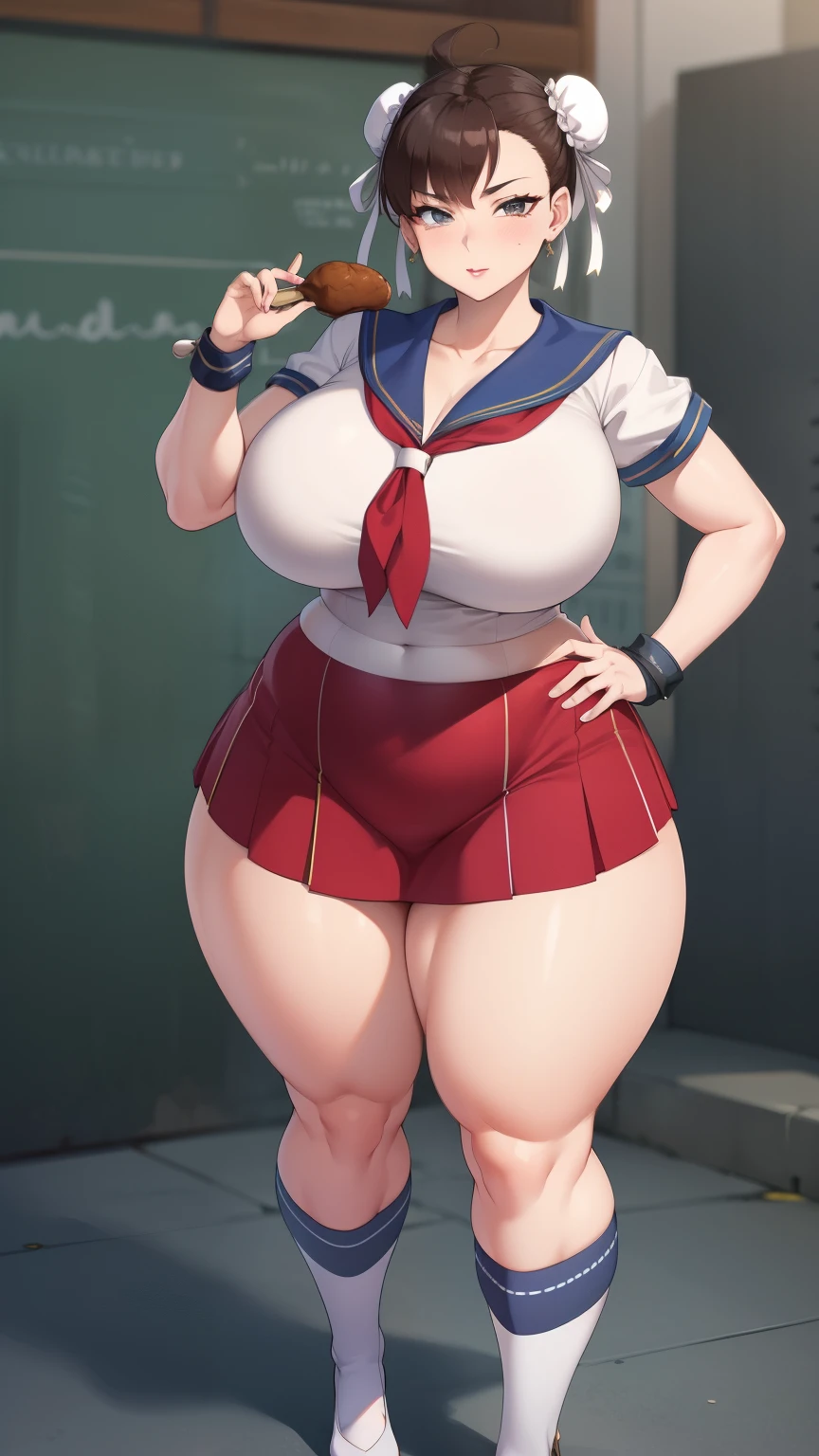 Large Breasts, Big Hips,Full Body Shot, Mature mother, Whipping the lower body, Plump thighs, A cow, Seductive mature woman, Perfect body, Plus Size Model,high school girl,Sailor suit, The skirt is short,Mature woman wearing Sailor suit,Chunli