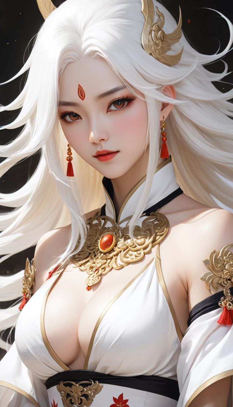 Close-up of a woman with white hair and white mask, beautiful figure painting, Guvitz, Guwiz style artwork, white-haired god, Yang J, epic fine character art, stunning character art, Fan Qi, Wu Jun Shifan, Guwiz in Pixiv Art Station, (NSFW: 1.0)