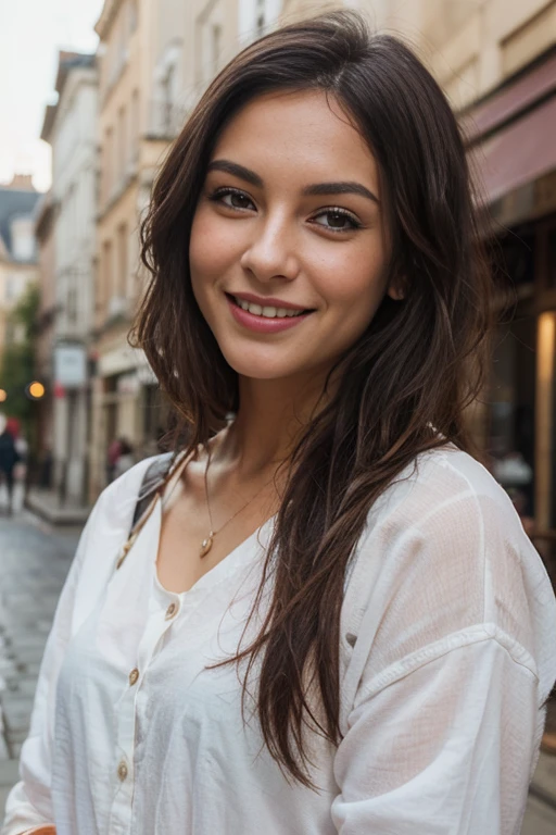 a woman, 25ear old, long brunette hairs, textured skin, romantic smile, a lot of details, enroulée dans des rubans de soie, momie