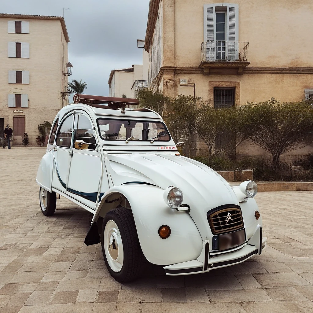 2Cv1024, um lowrider steampunk branco perolado, fundo da cidade steampunk,  fotografia, Altamente detalhado, sharp focus, trends on Artstation, studio photo, detalhes intrincados, Altamente detalhado, por Greg Rutkowski  