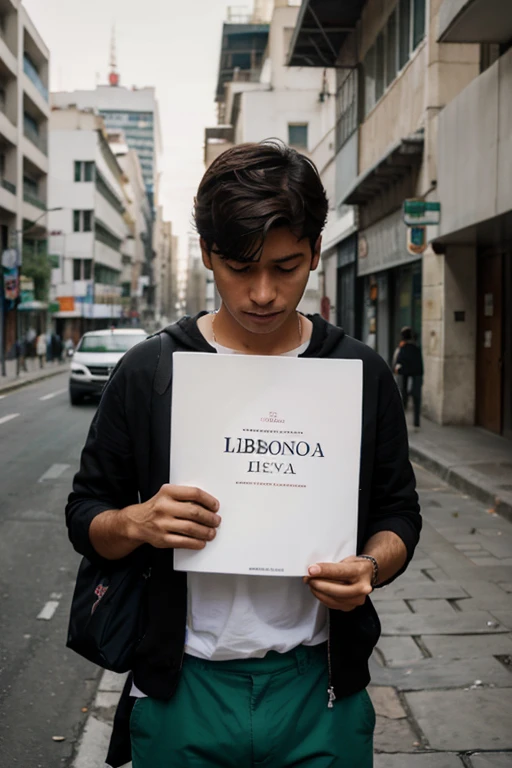 necesito una persona hombre con vestimenta urbana en las calles de la ciudad de mexico con libros en la mano que sean de filosofia y letras