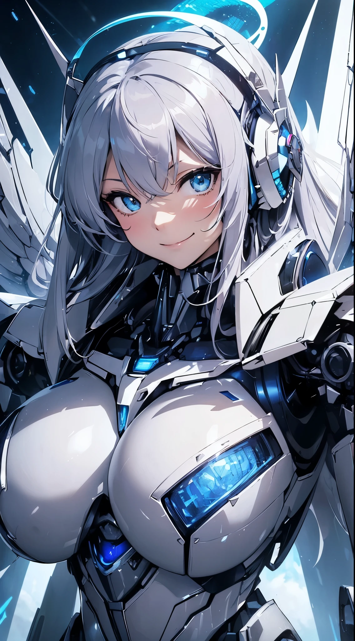 smile、Blue shining mechanical eyes