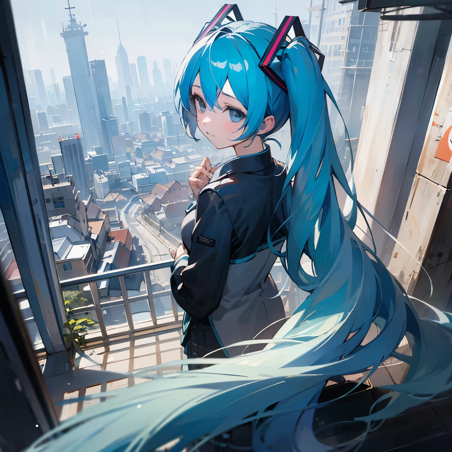 ((best quality)), ((masterpiece)), (detailed), Hatsune Miku, city, light