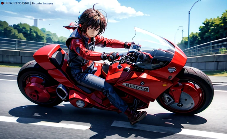 Ride a motorcycle and draw anime、Slide sideways,((Slide))