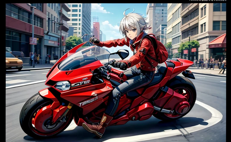 Ride a motorcycle and draw anime、Slide sideways,((Slide))