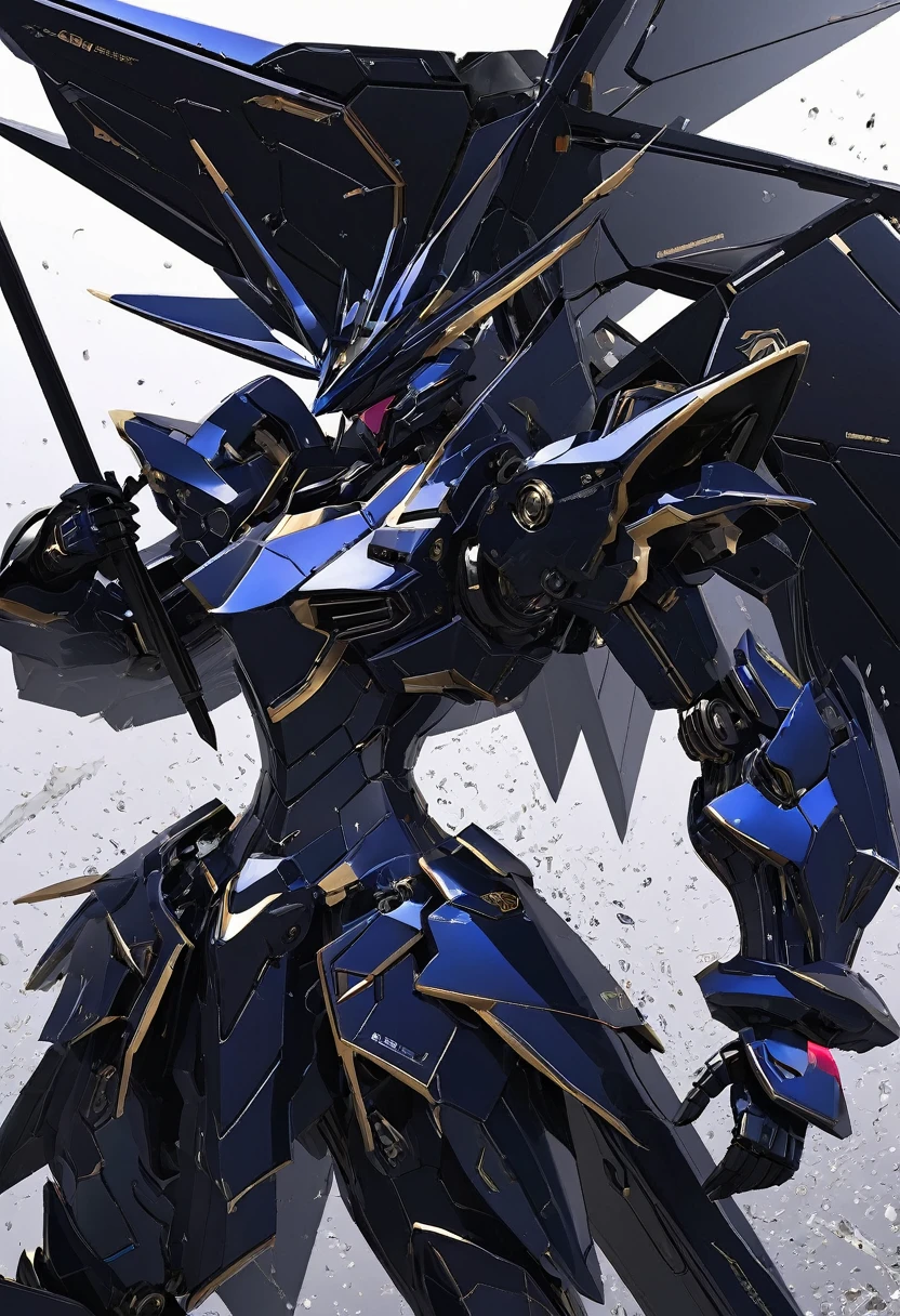 A robot with glossy black, matte black, jet black mica paint, and pearl paint.、Mecha aesthetics、Body structure based on mechanical engineering theory、Maoru NaganoDesign、The edges of the body have a bright Majola finish、Detailed digital anime art、Best Anime８K Wallpaper, 2.5次元的アニメMecha aesthetics, ８Highly detailed digital art by K, robot mech woman dragon head、Wallop and Krentz Kuschaert、Highly detailed anime、Advanced Digital Animation Art、Depicting the melee of battlefields、Use your great sword to cut through enemy aircraft.、A battle scene filled with dust, blasts and flames.