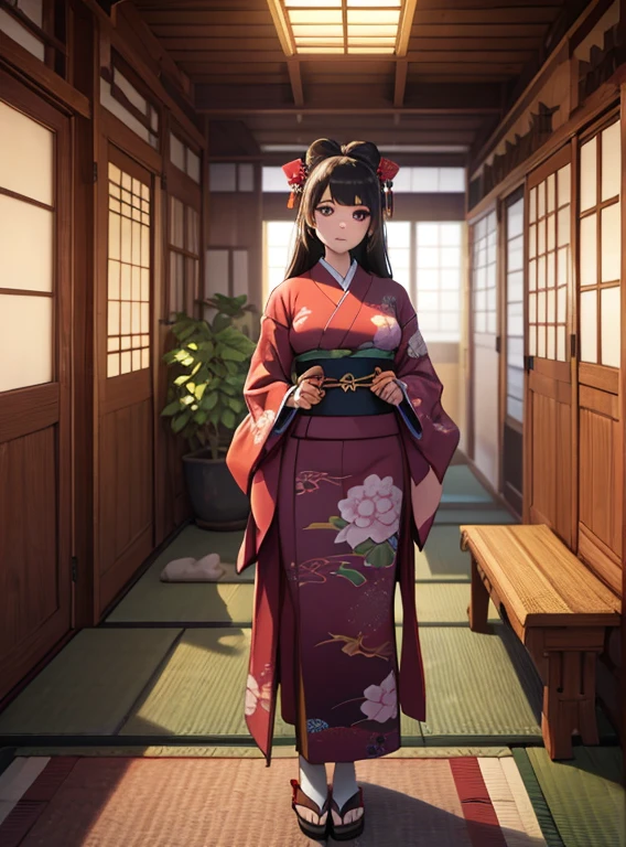 (8k, highest quality, masterpiece, Ultra-high resolution: 1.2),kimono,Japanese-style room,Similarly,whole body