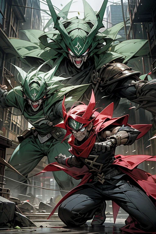 Ben Tennyson, como Eco Eco Supremo, face a group of powerful villains in an epic battle. A luta se desenrola em uma cidade movimentada, with the sound rays of Eco Eco Supremo causing damage to buildings and streets. The villains, each with their own unique powers, tentam derrotar Eco Eco Supremo, but he is relentless, usando seus poderes sonoros de maneiras inovadoras e devastadoras.