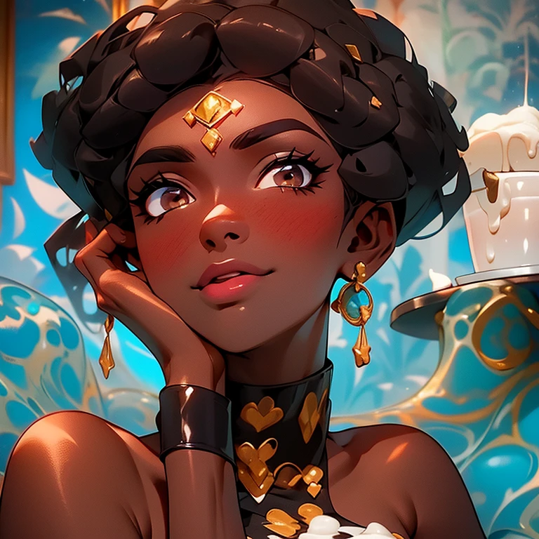 Gorata linda atletica negra afro,  tentaculos ao redor, tomando banho em uma banheira de espuma com o homen macho 1 negro afro lindo aos biejos romanticos🍓 🍓 🍓 💋 corações 💕 flores 💐 cena linda de amor