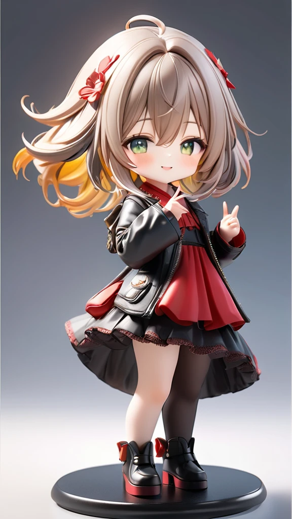 (3D-model, 3D-figure:2.0), full-body, salute, grin,photo-of-figure,wild-figure,beautiful-figure,clear-eyes, (head-to-body-ratio-of-one-to-four:3.0),chibi,smile, (best-quarity,ultra-detailed,absolutely-resolution,extremely-detailed,ultra-high-resolution, 8k, masterpiece:2.0),very-cute-and-beautiful-anime-girl,(highly-detailed-face-and-eyes:2.0), BREAK, solo,adult woman, multicolored-gradation-hair,messy-hair,colorful-clothes,blowing-kiss,