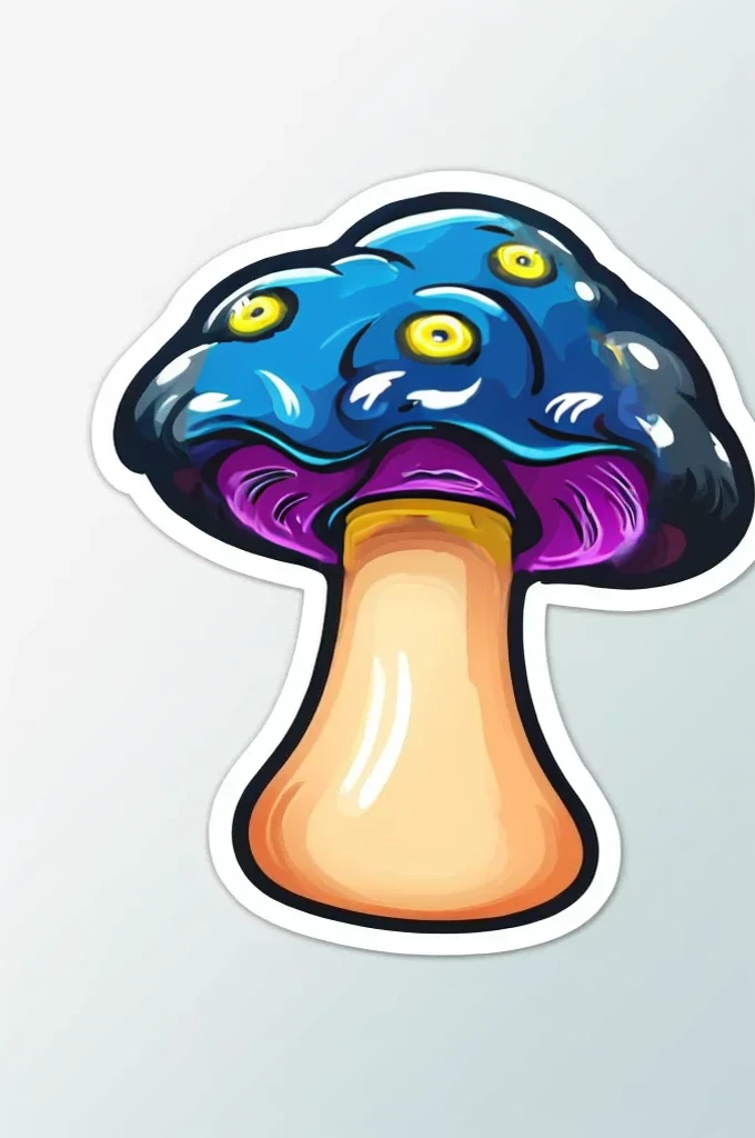 Purple mushroom cap covered in yellow eyes