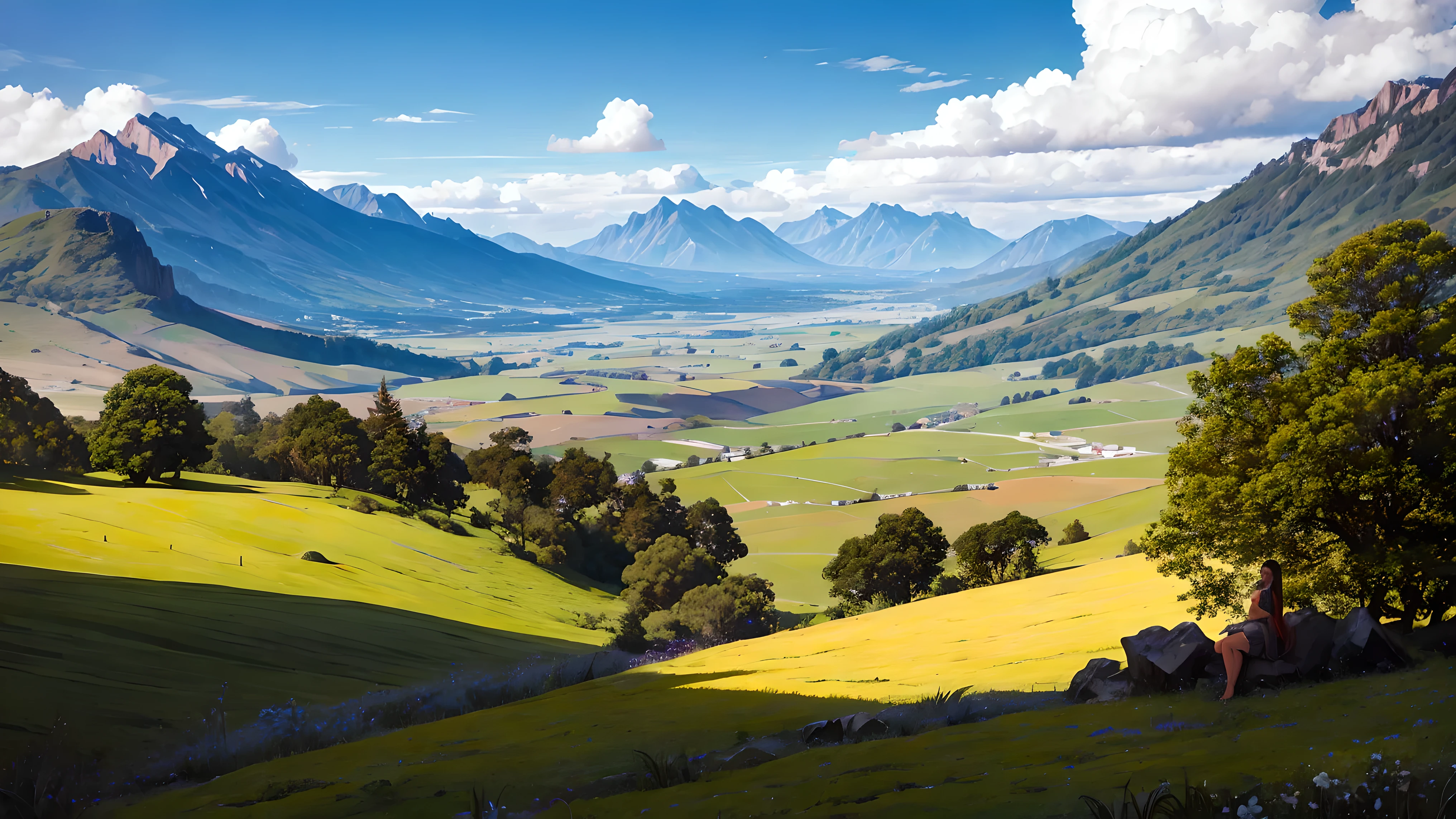 diosa del inframundo. paisaje epico de fondo
