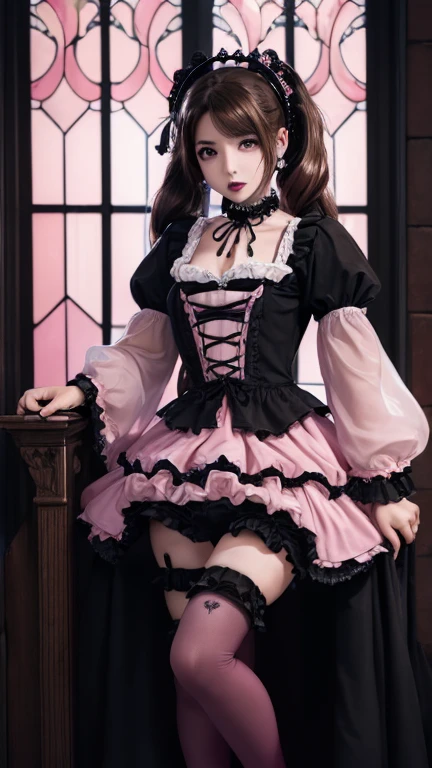 (Latina woman:2)、Hard Dark Gothic Makeup、deep night sky、Horror、Black dark eyeshadow、cry、sad、Good skin radiance、Dark Gothicメイク、Dark smile、palace、The beauty of fragrance、24-years-old、Expression of intense sexual pleasure、Embarrassed look、Dark Gothic、Obscene language、highest quality、View 5 books、Expression of sexual pleasure in suffering、Drunk face、紫のMaid clotheysterious、Noble、A face that is holding back the toilet、sexy、Loving smile、Twin tail hair、jet black ruffle skirt、Right blue eye, Left eye is red、Super bewitching pose、Platform Heel Shoes、Heavy makeup、(Gothic Pink ta Clothing:1.7)、A little slimmer、(Brown Hair:1.4)、Long Hair Straight Hair、Cute Gothic Loliress、Beautiful Face、elegant features、Fascinating face、Knee-high socks、Stained glass background、Chest glistening with sweat、The room is dark、goth long dress、Bell Sleeves、Wizard Sleeve、decadent look、Sexually excited expression、Gothic Mode、Glossy thighs wet with water、Thighs that are wet and shiny with oil、Background of a room full of roses、sad expression、Rose Maiden、The embroidery is pink、The dress has pink embroidery、Thigh-high socks、Knee-high socks、Gentle expression、masturbation behavior、Dark black eyeshadow、despicable act、Stained glass and rose background、Wearing black underwear、Black panties、thighs are a little thin、Female Duo、female couple、I have lesbian friends、hug a girl、A blue lightning bolt glows in his right hand.、Blue electromagnetic waves shine in my hands.、dark church background、Stained glass、black metal world、Dark Castle、Dark Room、Slender body、upright、walk、Are standing、gothic long dresaid clothes、Victorian dresses、Her thighs glisten with sweat、My body is wet and shiny、Lots of glitter on the thighs、sweating、My thighs are sticky from sweating、Sweat glistens on the thighs, The whole body is sweaty and shiny、pretty sweaty、My thighs are sweaty、My thighs are so wet、My thighs are shining with sweat、A lot of sweat glistens all over the body、The thighs are the best、