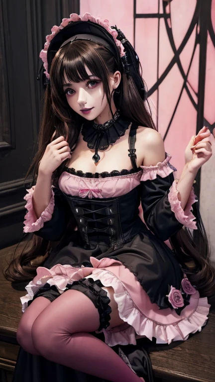 (Latina woman:2)、Hard Dark Gothic Makeup、deep night sky、Horror、Black dark eyeshadow、cry、sad、Good skin radiance、Dark Gothicメイク、Dark smile、palace、The beauty of fragrance、24-years-old、Expression of intense sexual pleasure、Embarrassed look、Dark Gothic、Obscene language、highest quality、View 5 books、Expression of sexual pleasure in suffering、Drunk face、紫のMaid clotheysterious、Noble、A face that is holding back the toilet、sexy、Loving smile、Twin tail hair、jet black ruffle skirt、Right blue eye, Left eye is red、Super bewitching pose、Platform Heel Shoes、Heavy makeup、(Gothic Pink Lolita Clothing:1.7)、A little slimmer、(Brown Hair:1.4)、Long Hair Straight Hair、Cute Gothic Lolita Dress、Beautiful Face、elegant features、Fascinating face、Knee-high socks、Stained glass background、Chest glistening with sweat、The room is dark、goth long dress、Bell Sleeves、Wizard Sleeve、decadent look、Sexually excited expression、Gothic Mode、Glossy thighs wet with water、Thighs that are wet and shiny with oil、Background of a room full of roses、sad expression、Rose Maiden、The embroidery is pink、The dress has pink embroidery、Thigh-high socks、Knee-high socks、Gentle expression、masturbation behavior、Dark black eyeshadow、despicable act、Stained glass and rose background、Wearing black underwear、Black panties、thighs are a little thin、Female Duo、female couple、I have lesbian friends、hug a girl、A blue lightning bolt glows in his right hand.、Blue electromagnetic waves shine in my hands.、dark church background、Stained glass、black metal world、Dark Castle、Dark Room、Slender body、upright、walk、Are standing、gothic long dresaid clothes、Victorian dresses、Her thighs glisten with sweat、My body is wet and shiny、Lots of glitter on the thighs、sweating、My thighs are sticky from sweating、Sweat glistens on the thighs, The whole body is sweaty and shiny、pretty sweaty、My thighs are sweaty、My thighs are so wet、My thighs are shining with sweat、A lot of sweat glistens all over the body、The thighs are the best、