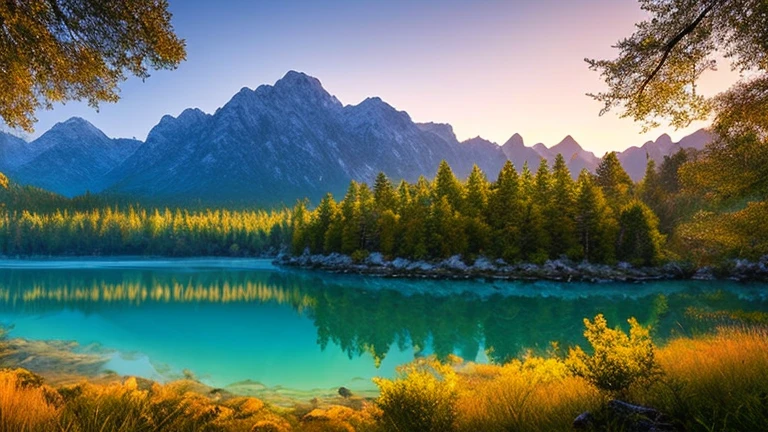 Masterpiece artwork, of superior quality, meticulously crafted in CG Unity 8k, boasts a breathtaking landscape scene,
Outdoors at twilight, serene and calm, casts a blue sky adorned with ethereal clouds, inviting no humans,
The imposing mountain range, in exquisite detail, cascades with crystal clear waterfalls,
An intricate network of rivers intertwines with towering trees, as nature's tranquility enshrouds,
Floating mountains mirror in shimmering lakes, creating a dramatic, highly detailed tableau,
Award-winning photography, masterpiece, meticulously rendered, show