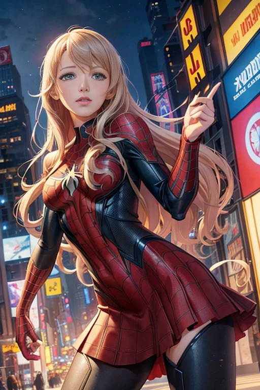 Blake Lively、マーベル・コミック映画のPoster, Very beautiful, Movies about Spiderman, sexy, whole body, I'm wearing a skirt、Premiere date, Poster、belly buttonを突き出す、new york、She's wearing a torn Spider-Man suit,The suit is torn、Wearing a skirt、 Red and black color scheme,dynamic、masterpiece、highest quality、Ultra-detailed、Very detailed、A delicate and beautiful shine、超A high resolution、Cinematic,Break,Breakdrop,(Torn clothes:1.5), (Wet clothes:1.4), Bare shoulders,Real Rain,Wet Hair,belly button、Exposing Skin、sexyな肩を見せてる
