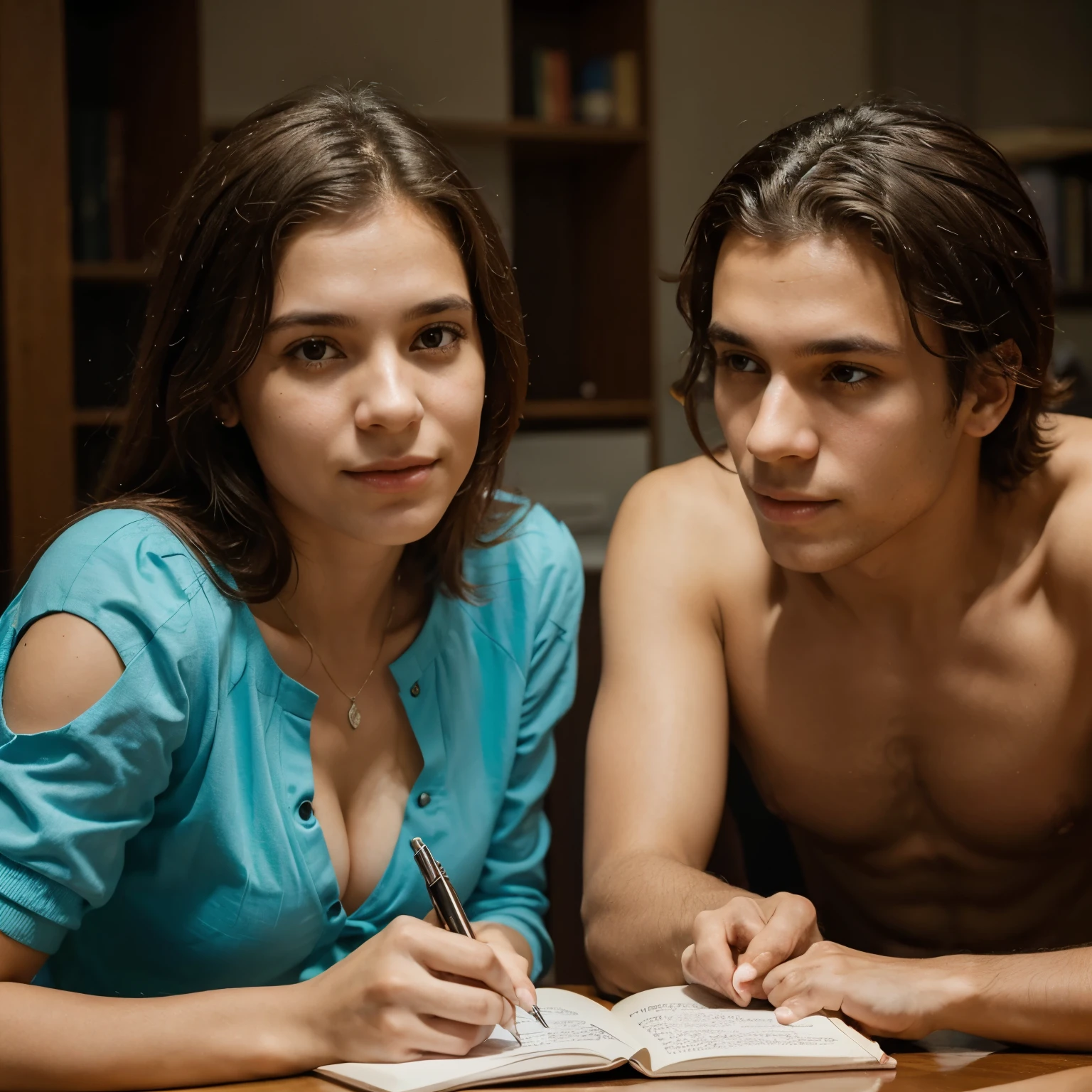 Create a dating contract with the names of João Bressan and Manuella Hoffman Gowland, signed and with hands holding pen