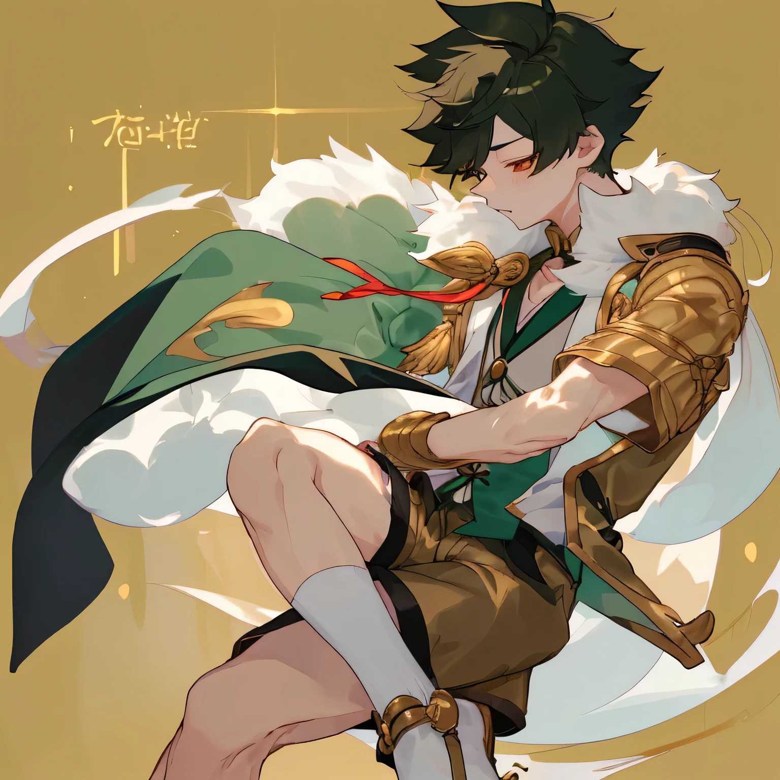 boy,boy,Young boy,Furry,Shiba Inu boy,Furry Boy,Student style clothing,Shorts underneath,Clothing with gold-trimmed hems,